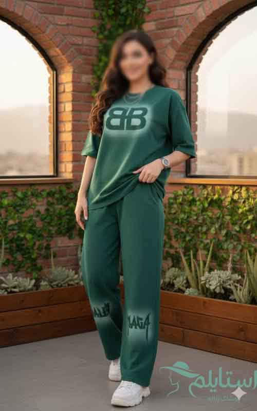 ست تیشرت شلوار چاپ اسپری زنانه