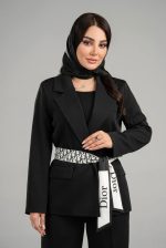 کت تک زنانه بزیاق مشکی همراه با کمربند ساتن دیور