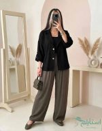 کت باکسی یقه انگلیسی خنک مشکی زنانه