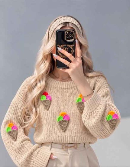 کراپ بافت وارداتی زنانه طرح بستنی